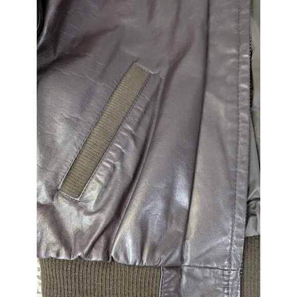 Vintage Members Only Leather Bomber Jacket Mens 42 Brown Brick Motorcycle Zip